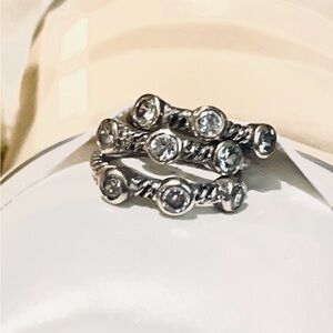 Silpada Silver Ring Set with Clear Accents